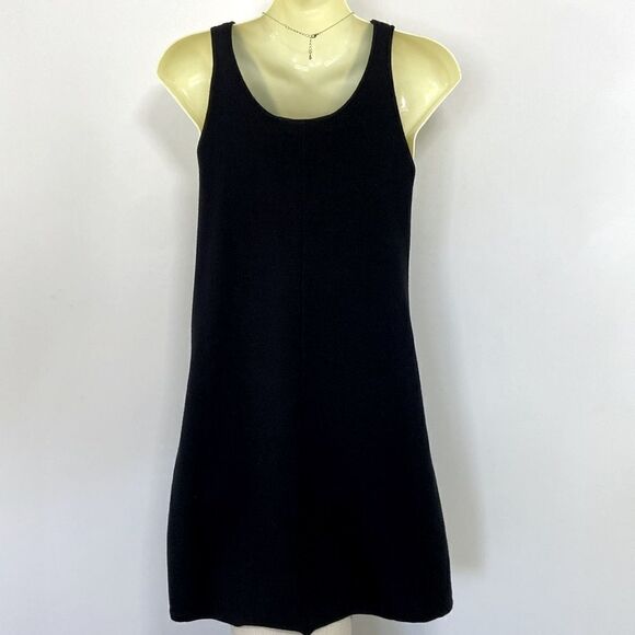 Zara Dress Black Mini Zip Front Faux Leather Accent Nwot Sz Sm - Picture 6 of 7